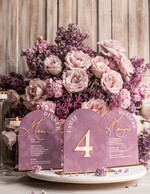 Numery na stół Glamour lawendowe numerki na stoły weselne, dekoracje sali weselnej, dekoracje stołu Pary Młodej, numeracja stołów weselnych 8