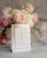 Numery na stół Glamour numery na stoły weselne, złote złocone eleganckie i klasyczne0