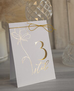 Numery na stół Glamour numerki na stół weselny, złote napisy i grafika, delikatne numerka na stoły weselne, dekoracje stołów na weselu, numeracja stołów na weselu2