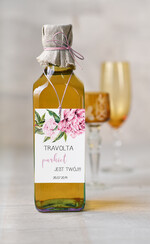 Zawieszki na butelki botaniczne podróżnicze  etykieta na wódkę weselną, botaniczne z duzo tekstow0