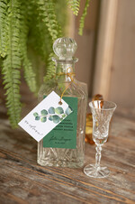 Zawieszki na butelki botaniczne podróżnicze  zawieszka na alkohol weselny botaniczne duzo tekstow liście eukaliptusa0