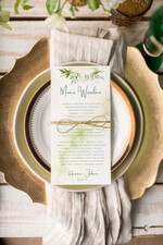 Menu botaniczne podróżnicze  ślubne menu karta potraw weselnych, eleganckie na klasyczne wesele0