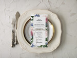 Menu botaniczne podróżnicze  ślubne menu karta potraw weselnych, eleganckie na klasyczne wesele1