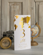 Menu botaniczne podróżnicze  menu ślubne z planem posiłków, numer stołu i menu w jednym, karta drinków na weselu, menu weselne z mapą świata, ozdoba na stoły weselne 8