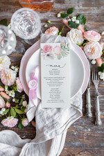 Menu botaniczne podróżnicze  menu weselne na stoły karta dań weselnych, vintage wasz tekst0