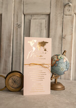 Menu botaniczne podróżnicze  menu weselne z mapą świata lub dowolnego kraju, podróżnicza karta dań na weselu, ślubne menu z planem podawania dań weselnych5