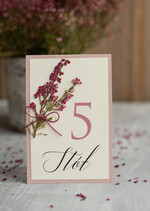 Numery na stół botaniczne podróżnicze  numery na stół weselny wrzos kwiatowe wesele  0