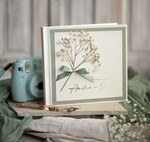 Księgi wpisów gości botaniczne księga wpisów gości, pamiątkowa księga z życzeniami od gości na weselu, księga wpisów gości z suszoną gipsówką, personalizowana księga wpisów gości0