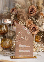 Menu rustykalne rustykalne menu na stol weselny, złote napisy na menu weselnym, drewniana karta dań, rustykalna karta dan, rustykalne ozdoby na stół weselny9