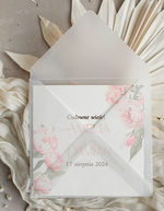 Zaproszenia ślubne Minimalistyczne Zaproszenia Ślubne z kwiatami Minimalistyczne składane Zaproszenia na Ślub Eleganckie Zaproszenie na ślub cywilny kalkowa koperta, proste zaproszenia ślubne 3