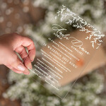 Zaproszenia ślubne Minimalistyczne Proste zaproszenia slubne rustykalne na pleksie, Boho zaproszenie ślubne z akrylu, zaproszenia ślubne kwiaty plexi 1