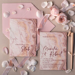 Zaproszenia ślubne Minimalistyczne delikatne zaproszenia ślubne marmur, zaproszenia na ślub boho, proste zaproszenia slubne marmurkowe różowe 1