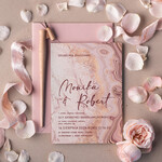 Zaproszenia ślubne Minimalistyczne delikatne zaproszenia ślubne marmur, zaproszenia na ślub boho, proste zaproszenia slubne marmurkowe różowe 4