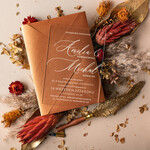 Zaproszenia ślubne Minimalistyczne Proste zaproszenia slubne Terakota na pleksie, Boho zaproszenie ślubne z akrylu, zaproszenia ślubne kwiaty plexi 1