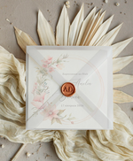 Zaproszenia ślubne Minimalistyczne Zaproszenia Ślubne z kwiatami Minimalistyczne składane Zaproszenia na Ślub Eleganckie Zaproszenie na ślub cywilny kalkowa koperta, proste zaproszenia ślubne 3