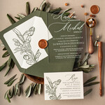 Zaproszenia ślubne Minimalistyczne zaproszenia ślubne z akrylu, przezroczyste zaproszenie na ślub, zaproszenie ślubne z oliwką 0