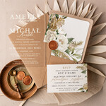 Zaproszenia ślubne Minimalistyczne nietypowe zaproszenia na ślub z kwiatami, zaproszenie ślubne z białym nadrukiem na pleksie 0