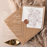 Zaproszenia ślubne Minimalistyczne Proste zaproszenia slubne rustykalne na pleksie, Boho zaproszenie ślubne z akrylu Peonie, zaproszenia ślubne kwiaty plexi piwonie1