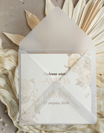 Zaproszenia ślubne Minimalistyczne Zaproszenia Ślubne z kwiatami Minimalistyczne składane Zaproszenia na Ślub Eleganckie Zaproszenie na ślub cywilny kalkowa koperta, proste zaproszenia ślubne 1