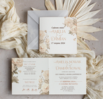 Zaproszenia ślubne Minimalistyczne Zaproszenia Ślubne z kwiatami Minimalistyczne składane Zaproszenia na Ślub Eleganckie Zaproszenie na ślub cywilny kalkowa koperta, proste zaproszenia ślubne 3