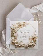 Zaproszenia ślubne Minimalistyczne Zaproszenia Ślubne z kwiatami Minimalistyczne składane Zaproszenia na Ślub Eleganckie Zaproszenie na ślub cywilny kalkowa koperta, proste zaproszenia ślubne 0