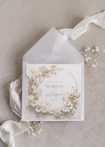 Zaproszenia ślubne Minimalistyczne Zaproszenia Ślubne z kwiatami Minimalistyczne składane Zaproszenia na Ślub Eleganckie Zaproszenie na ślub cywilny kalkowa koperta, proste zaproszenia ślubne 3