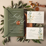 Zaproszenia ślubne Minimalistyczne Plexa zaproszenia na ślub Minimalistyczne , nowoczesne zaproszenie ślubne w akrylu, Proste zaproszenia slubne rustykalne na pleksie,  zaproszenia ślubne oliwkowe plexi 1