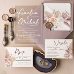 Zaproszenia ślubne Minimalistyczne zaproszenia na ślub cywilny, minimalistyczne zaproszenie ślubne w akrylu, zaproszenia Ślubne z kwiatami0