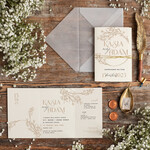 Zaproszenia ślubne Minimalistyczne modne zaproszenia na ślub z gipsówką, proste zaproszenia ślubne z gipsówką, gipsówka na zaproszeniach ślubnych 0