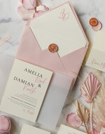 Zaproszenia ślubne Minimalistyczne Proste Różowe Zaproszenia Ślubne z Monogramem Minimalistyczne Zaproszenia na Ślub Delikatne Zaproszenie Ślubne9
