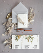 Zaproszenia ślubne Minimalistyczne zaproszenia na ślub z trawą, wyjątkowe zaproszenie ślubne z trawą pampasową 0