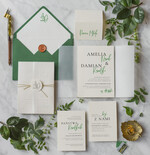 Zaproszenia ślubne Minimalistyczne Proste Zielone Zaproszenia Ślubne z Monogramem Minimalistyczne Zaproszenia na Ślub Delikatne Zaproszenie Ślubne0
