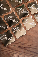 Winietki Eleganckie ręcznie robione winietki ślubne wizytówki dla gości weselnych, winietki na złotym lustrze, ekskluzywne winietki na ślub 6