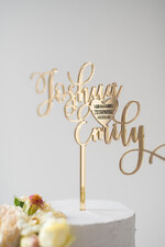 Figurki na tort / cake topper statuetki akryl błyszczący złoty topper na tort weseny napis na tort ślubny wasze nazwisko 4