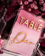 Numery na stół Akryl numerki na stół weselny, akrylowe numery na stół weselny, złoty numerek na stoły weselne, numeracja stolow na weselu, eleganckie numerki na stol weselny2