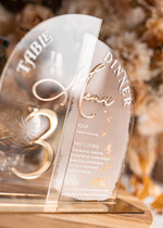 Numery na stół Akryl numerki na stoły weselne, elegancka i nowoczesna forma karty dań na weselu, akrylowe menu weselne, malowane farbą numerki na stół 3