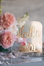 Numery na stół Akryl numerek na stół weselny, złote lusterkowe napisy0