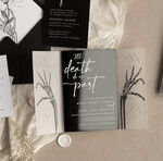 Zaproszenia ślubne Indywidualne nietypowe zaproszenia ślubne, czarne zaproszenia na ślub, zaproszenia ślubne z kościotrupem, nowoczesne czarne zaproszenia slubne 5