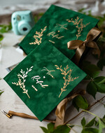 Księgi wpisów gości welurowe pamiątkowa księga gości weselnych w pudełku, weselena księga wpisów gości zielona ze złotym, welurowa księga wpisów w pudełku, szmaragdowy i zlota okładka 5