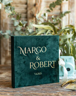 Księgi wpisów gości welurowe Duża Zielona Welurowa Księga Wpisów Gości Ecru Kartki Księga Pamiątkowa welurowa ze Złotymi Napisami 0