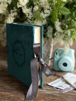 Księgi wpisów gości welurowe butelkowa zielona księga wpisów gości,  welurowa księga wpisów gości personalizowna na zdjęcia z fotobudki i instaxa   1