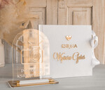 Księgi wpisów gości welurowe Szybka Wysyłka zestaw na wesele księga wpisów gości szkatułka na obrączki kopertówka, biały welurowy zestaw na wesele złote litery 11