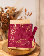 Księgi wpisów gości welurowe elegancka welurowa księga gości, ekskluzywna pamiątkowa księga wpisów gości, bordowa księga ze złotymi napisami4