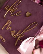 Księgi wpisów gości welurowe różowa księga wpisów gości ze złotymi napisami, elegancka pamiątkowa księga gości, księga na zdjęcia i życzenia od Gości weselnych, pamiatkowa ksiega gosci 1