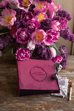 Księgi wpisów gości welurowe bordowa welurowa ksiega gosci na zdjecia z fotobudki na fotki z instaxa i fotobudki, mała księga 21/213