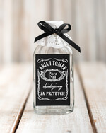 Podziękowania dla Gości Weselnych Butelki pomysłowe podziękowania dla gości, kacówka buteleczka na poprawiny, czarna etykieta na buteleczce imiona Pary Młodej0