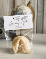 Podziękowania dla Gości Weselnych Ciasteczka z wróżbą prezenciki dla gości na weselu ciasteczko z wróżbą, podziękowania dla gości po weselu, ciastko z wróżbą z grafiką mapy świata, pomysł na prezenty dla gości na weselu0