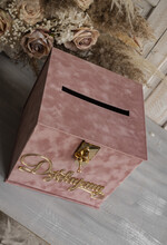 Pudełko na koperty  glamour Szybka wysyłka weselna skrzynka na koperty z życzeniami, welurowa kopertówka dla Młodej Pary, pudełko na koperty ze złotymi napisami9