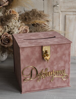 Pudełko na koperty  glamour Szybka wysyłka weselna skrzynka na koperty z życzeniami, welurowa kopertówka dla Młodej Pary, pudełko na koperty ze złotymi napisami1