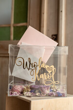 Pudełko na koperty  glamour Nowoczesna wyjątkowa kopertówka z przezroczystej plexi wesele glamour złote litery16